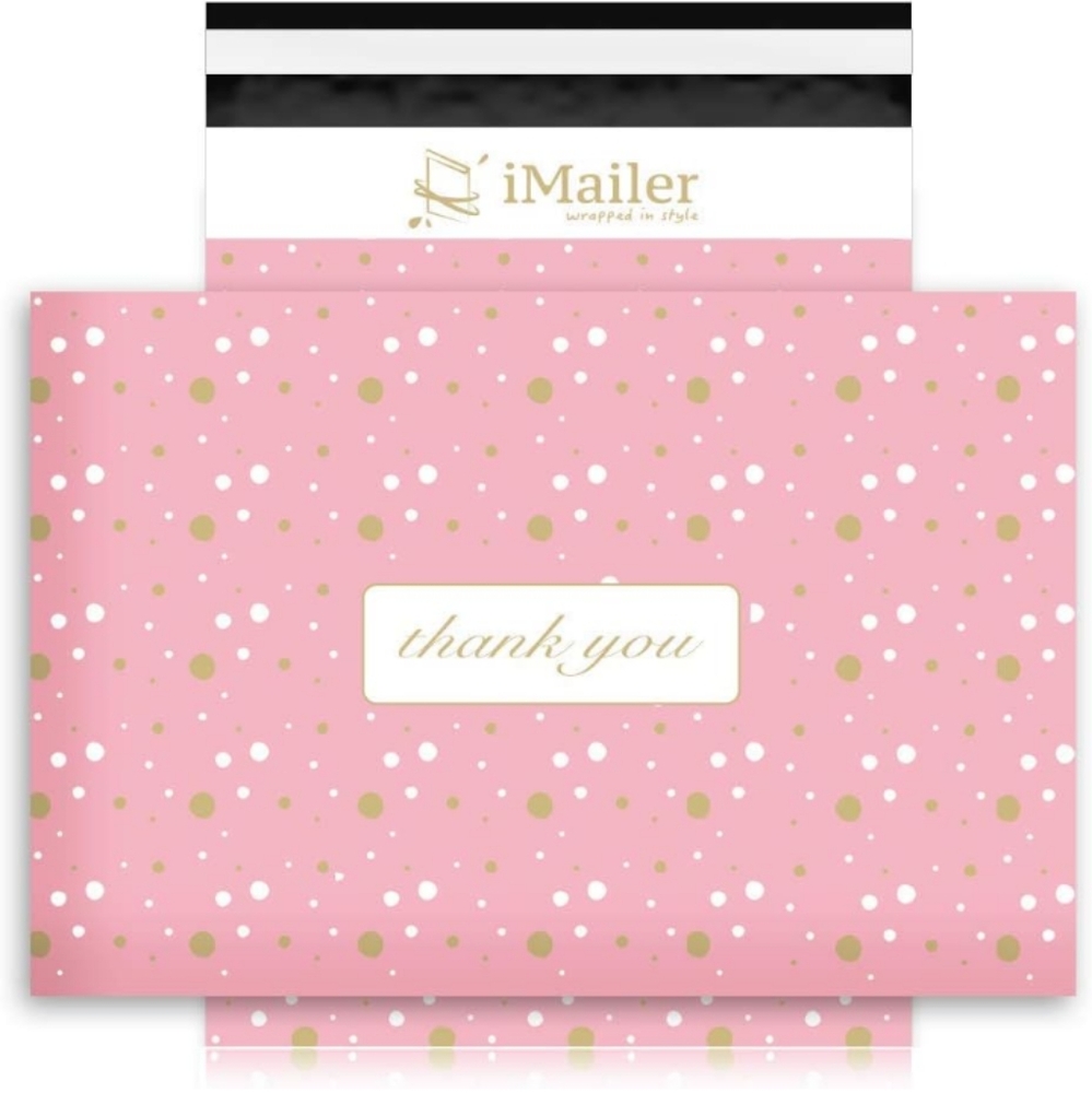 (30) 12X15.5 Pink Polka Dot Poly Mailers